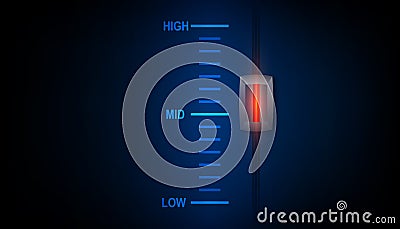 High Energy level concept - Efficiency level control button on high position. vector illustration Vector Illustration