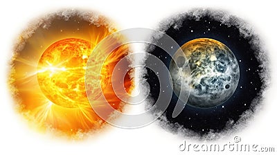 High-energy particles explosion. Star explosion with particles. Star warp and Wormhole. Ai Generated Cartoon Illustration