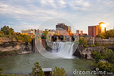 The High Falls in the city of Rochester Editorial Stock Photo