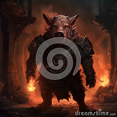 High Fantasy Pig Art Inspired By Darkest Dungeon Stock Photo