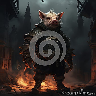High Fantasy Pig Art Inspired By Darkest Dungeon Stock Photo