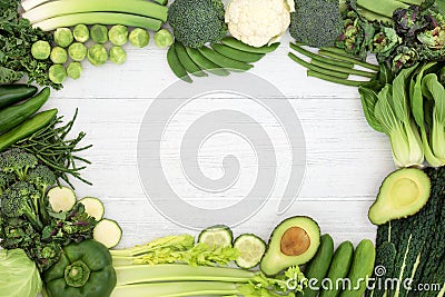 High Fibre Green Vegetable Background Border Stock Photo