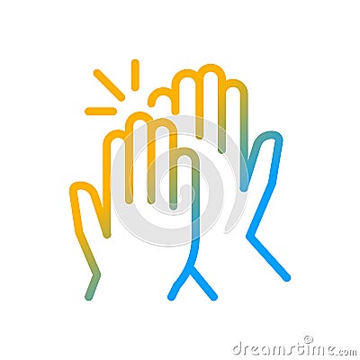 High five gradient linear vector icon Stock Photo