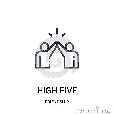 high five icon vector from friendship collection. Thin line high five outline icon vector illustration. Linear symbol for use on Vector Illustration