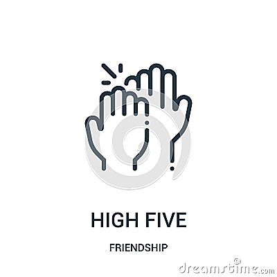 high five icon vector from friendship collection. Thin line high five outline icon vector illustration. Linear symbol for use on Vector Illustration