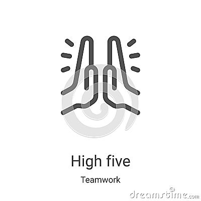 high five icon vector from teamwork collection. Thin line high five outline icon vector illustration. Linear symbol for use on web Vector Illustration