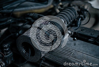 High flow cone air filter Stock Photo