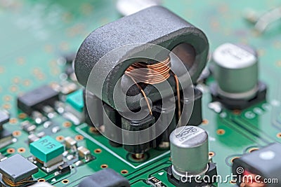 High-frequency ferrite transformer Stock Photo