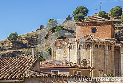 Iglesia de San Miguel church on a hill in Daroca Stock Photo