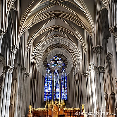 8 A High Gothic-style cathedral with pointed arches and intricate stone carvings3, Generative AI Stock Photo
