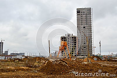 High heavy yellow metal iron load-bearing Stock Photo