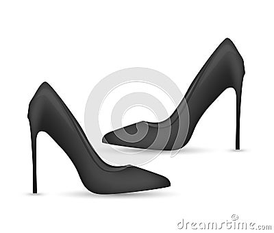 High heel black shoe icon on white background Cartoon Illustration