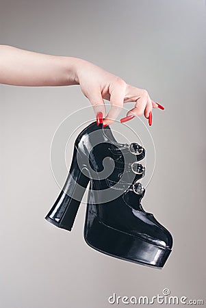 High-heel leather shoe Stock Photo