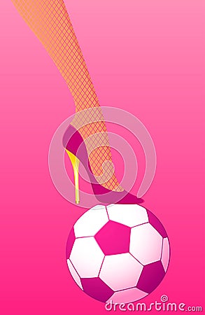 High heel pink soccer Vector Illustration
