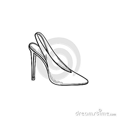 High heel shoe hand drawn outline doodle icon. Vector Illustration