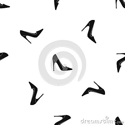 High heel shoe pattern seamless black Vector Illustration