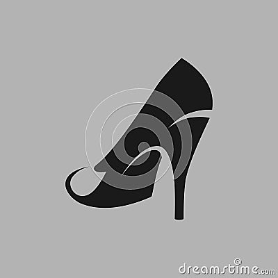 High heel shoe symbol on gray backdrop Vector Illustration