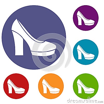 High heel shoes icons set Vector Illustration