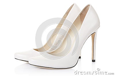 High heel white shoes pair Stock Photo