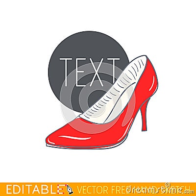 High heel woman shoe. Red stiletto. Editable vector icon in linear style Vector Illustration