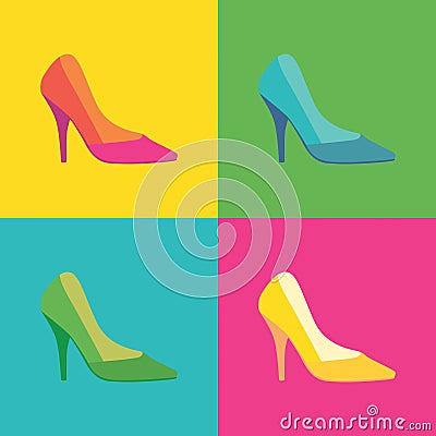 High heel women shoes Cartoon Illustration