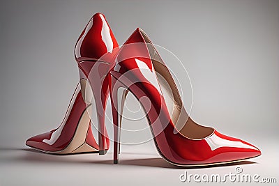 High heel women shoes on a solid colour background. ai generative Stock Photo