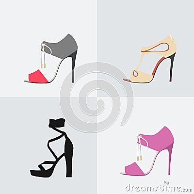 High heels icon. Colorful vector set. Vector Illustration