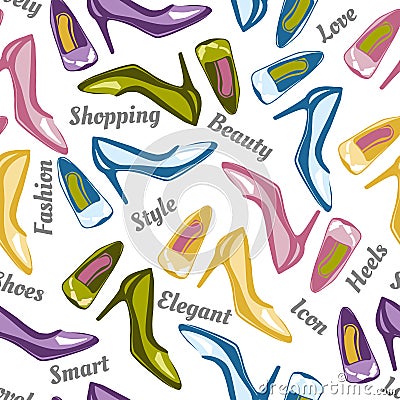 High heels pumps shoes seamless pattern Vector Illustration