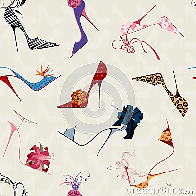 High heels seamless pattern Vector Illustration
