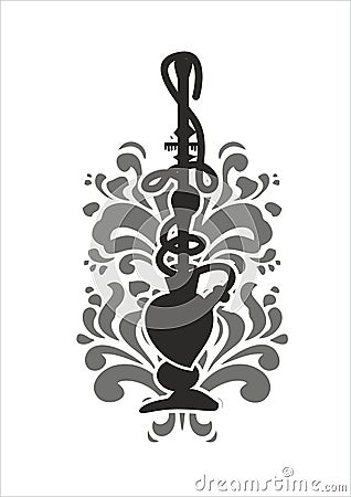 High hookah. silhouette Vector Illustration