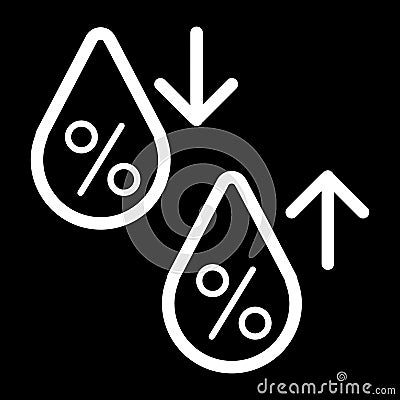 High humidity vector icon. Black and white Humidity increases and decreases illustration. Outline linear icon. Vector Illustration