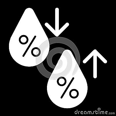 High humidity vector icon. Black and white Humidity increases and decreases illustration. Solid linear icon. Vector Illustration