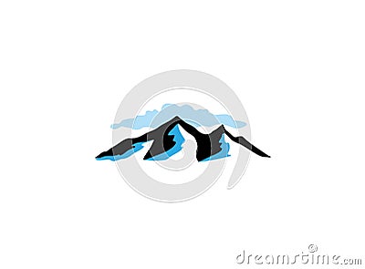 High icy mountains and cloud for logo Cartoon Illustration