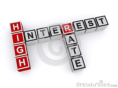 High interest rate word blocks Stock Photo