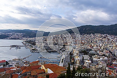 Kavala, Greece. A high landscape view of the city Stock Photo