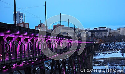 High Level Bridge With Lights Edmonton Alberta Editorial Stock Photo