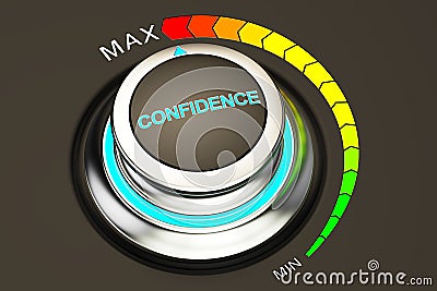 High level of confidence concept, knob. 3D rendering Stock Photo