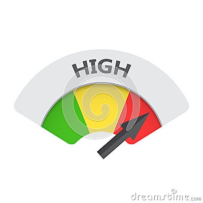 High level risk gauge vector icon. Vector Illustration