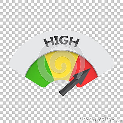 High level risk gauge vector icon. High fuel illustration on iso Vector Illustration