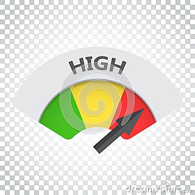 High level risk gauge vector icon. High fuel illustration on iso Vector Illustration