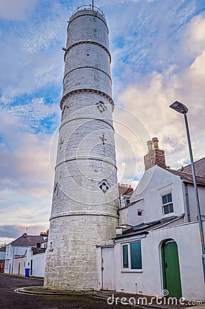 The High Light in Blyth Northumberland built c.1788. The lighthouse is Grade II listed on the National Heritage List for England Stock Photo