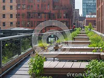 The High Line is a famous public park in Manhattan United States. Stock Photo