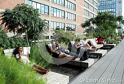 High Line. New York City. Elevated pedestrian Park Editorial Stock Photo