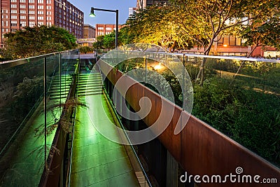 High Line promenade at Twilight, West Village, Manhattan, New York Stock Photo
