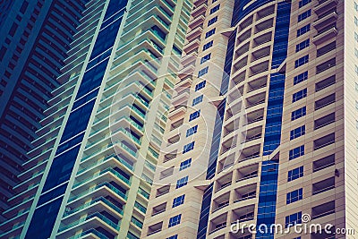 High luxury building skyscraper, facade with balcony Stock Photo