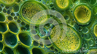 A high magnification image of a chloroplast revealing the detailed intricacies of its inner structure including Stock Photo