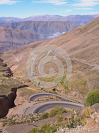 High mountain pass with curvy road Stock Photo