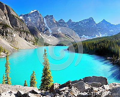 Amazing Mountains Lake, Canada Stock Photo