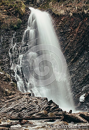High mountain waterfall. mountain landscape Stock Photo