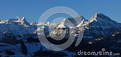 High mountains Uri Rotstock, Schwalmis and Brisen Stock Photo